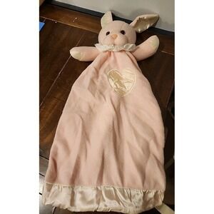Vintage Pink DAKIN Bunny Rabbit Lovey Satin Heart Lovie Security Blanket #40349
